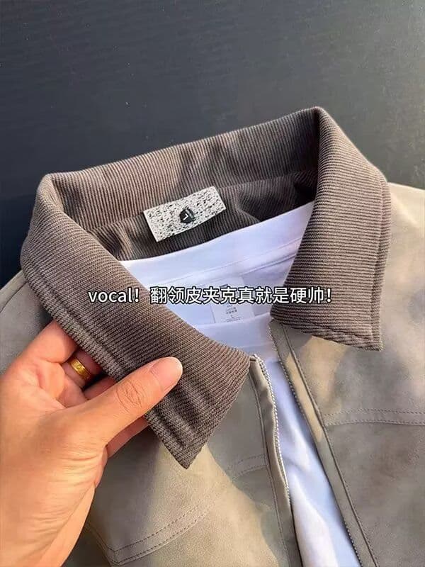 2026 새로운 봄 가을 아메리칸 레트로 패치워크 폴로 칼라 재킷 남녀 조수 브랜드 루즈핏 커플 캐주얼 재킷 커플 상세 이미지 5
