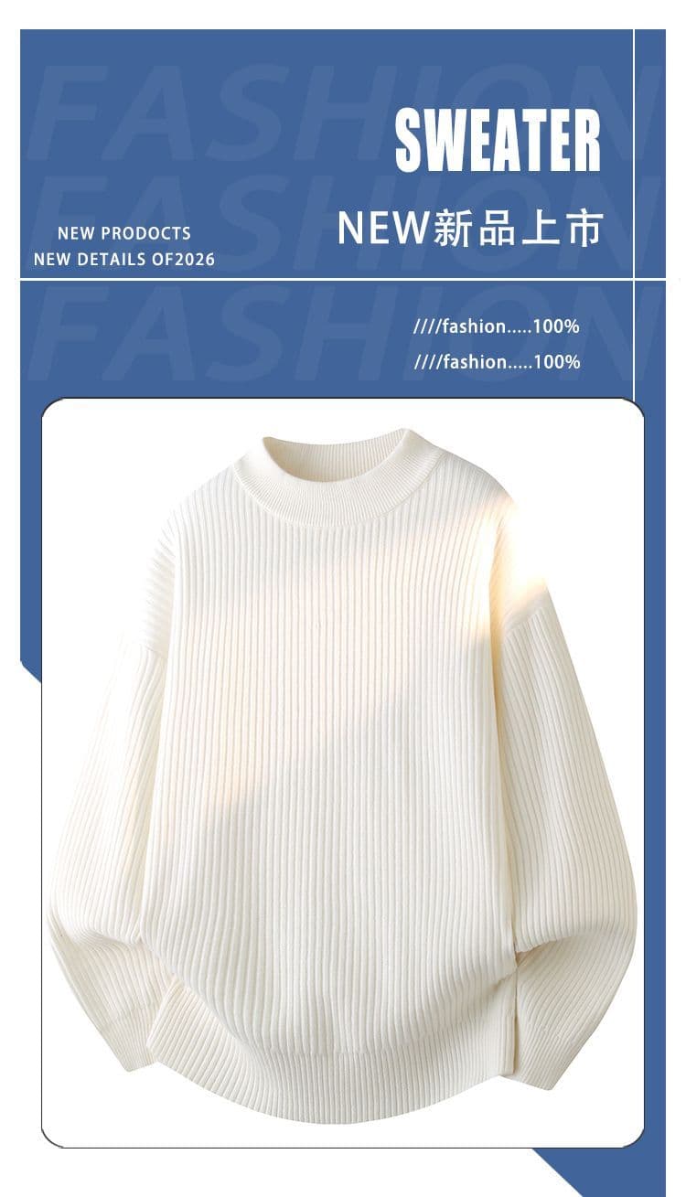 2026 새로운 오래된 돈 바람 질감 센스 아메리칸 긍정적 인 어깨 스웨터 남자 겨울 스웨터 cleanfit 니트 기본 셔츠 상세 이미지 1