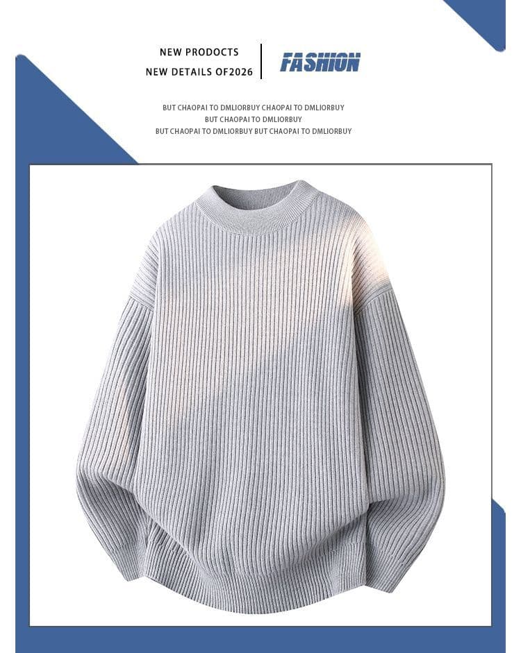 2026 새로운 오래된 돈 바람 질감 센스 아메리칸 긍정적 인 어깨 스웨터 남자 겨울 스웨터 cleanfit 니트 기본 셔츠 상세 이미지 2
