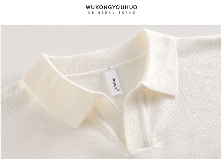 2026 새로운 가을 겨울 오래된 돈 바람 헨리 칼라 니트 POLO 셔츠 스웨터 남성 한 부서 고급 센스 상세 이미지 2