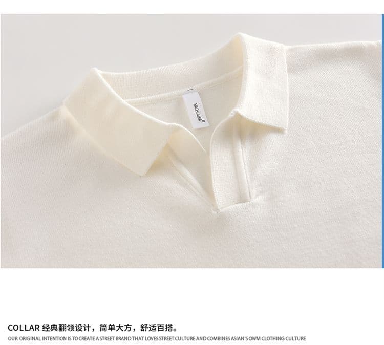 2026 새로운 가을 겨울 오래된 돈 바람 헨리 칼라 니트 POLO 셔츠 스웨터 남성 한 부서 고급 센스 상세 이미지 13
