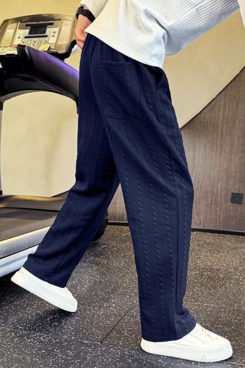 2026 질감 센스 마 무늬 바지 루즈핏 bf 느긋한 바람 캐주얼 바지 남자 cleanfit 오래된 돈 바람 스트레이트 팬츠 이미지 4