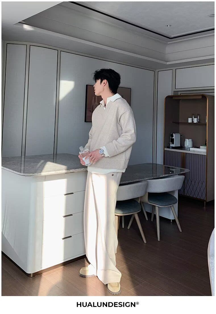 2026 가을 겨울 한 부서 레트로 두꺼운 페이크 레이어드 POLO 칼라 니트 스웨터 남녀 루즈핏 보온 캐주얼 스웨터 상세 이미지 15