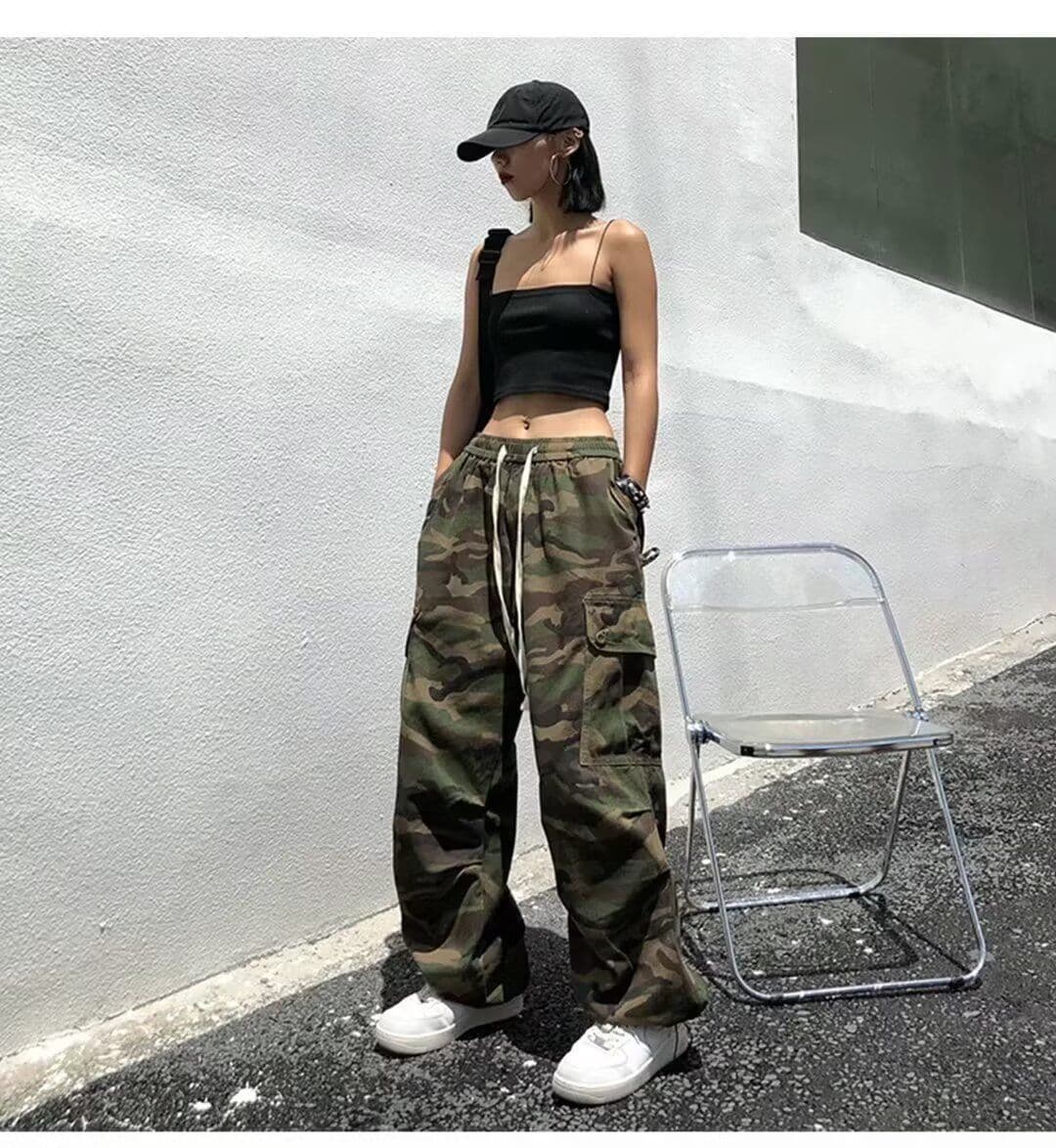 2026 아메리칸 거리 레트로 웃음 하 카모플라주 넓은 다리 워크웨어 팬츠 루즈핏 빅 포켓 캐주얼 바지 남자 롱 바지 상세 이미지 16