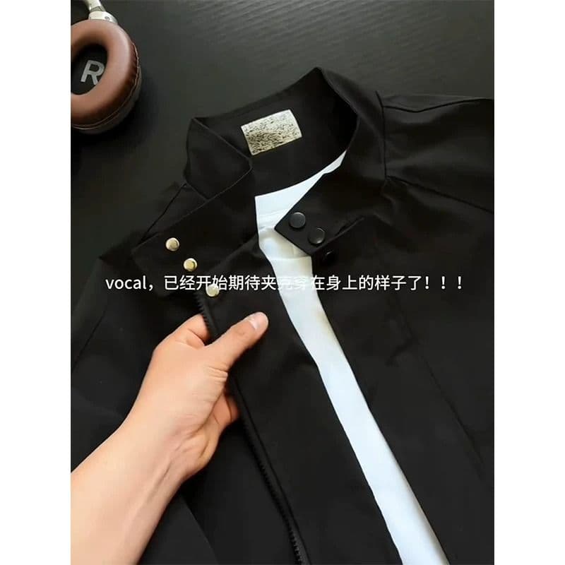 2026cleanfit 해체 플라잉 재킷 남성 봄 가을 고급 센스 스탠드 칼라 야구 유니폼 아메리칸 긍정적 인 어깨 재킷 이미지 3