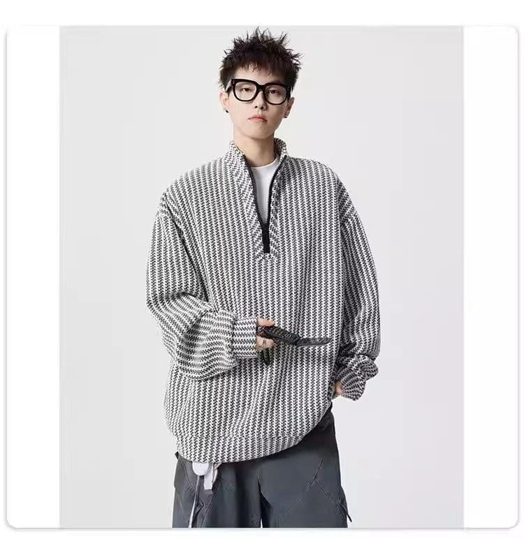 2026 해체 털이 있는 하프 지퍼 후드티 남자 빅 사이즈 악당 잘 생긴 풀오버 재킷 겨울 조수 브랜드 고급 센스 남성 의류 상세 이미지 15