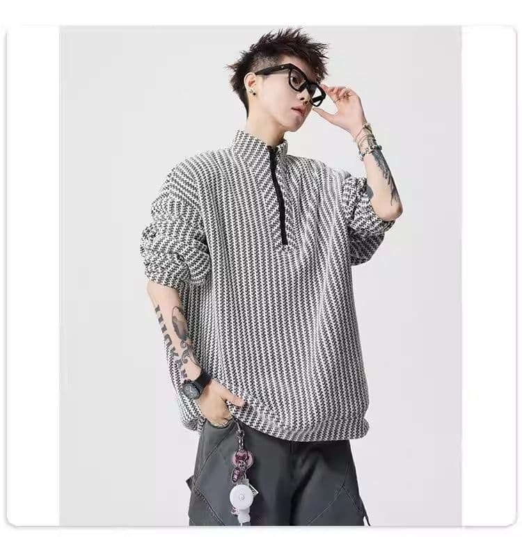 2026 해체 털이 있는 하프 지퍼 후드티 남자 빅 사이즈 악당 잘 생긴 풀오버 재킷 겨울 조수 브랜드 고급 센스 남성 의류 상세 이미지 17