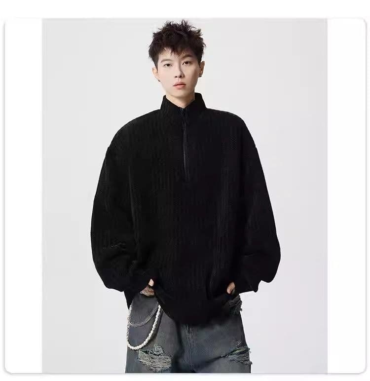 2026 해체 털이 있는 하프 지퍼 후드티 남자 빅 사이즈 악당 잘 생긴 풀오버 재킷 겨울 조수 브랜드 고급 센스 남성 의류 상세 이미지 22