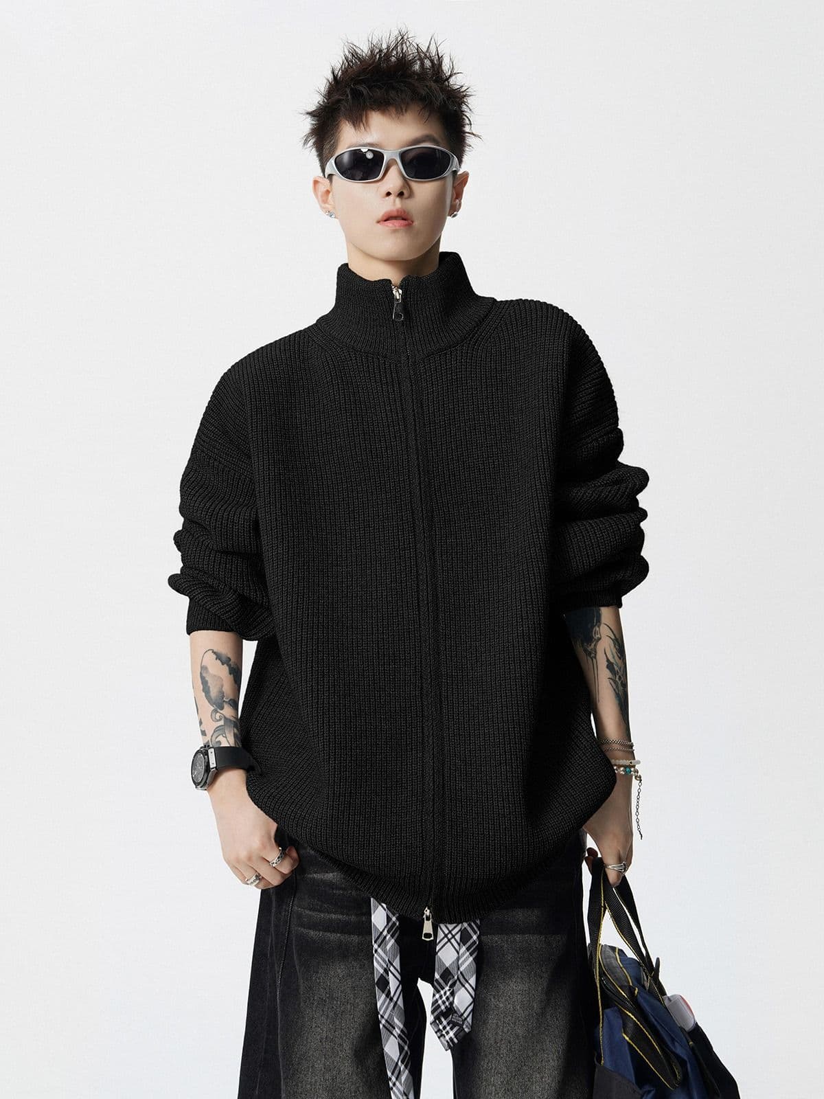 2026 스탠드 칼라 니트 카디건 코트 남자 가을 겨울 커플 스웨터 cleanfit 느긋한 바람 아메리칸 레트로 스웨터 상세 이미지 16