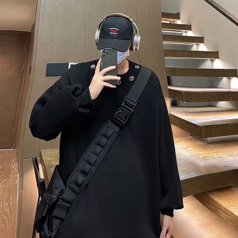 2026 레트로 oversize 어깨 패드 라운드 넥 후드티 남녀 징 디자인 센스 작은 대중 인사이드 가져 가라. 긴팔 재킷 이미지 4