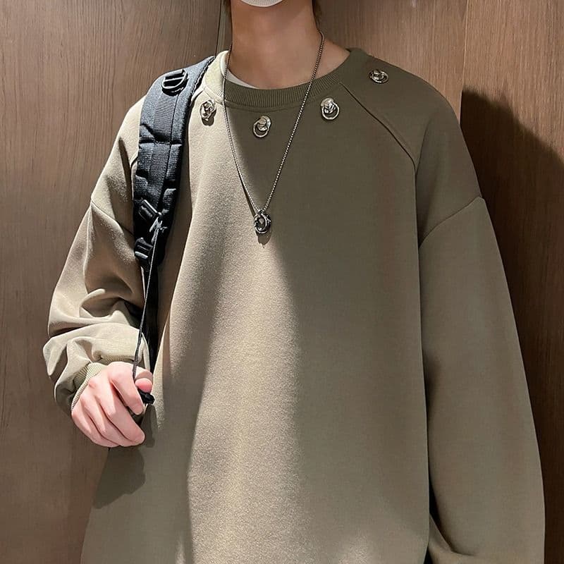 2026 레트로 oversize 어깨 패드 라운드 넥 후드티 남녀 징 디자인 센스 작은 대중 인사이드 가져 가라. 긴팔 재킷 이미지 5