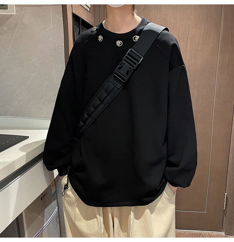 2026 레트로 oversize 어깨 패드 라운드 넥 후드티 남녀 징 디자인 센스 작은 대중 인사이드 가져 가라. 긴팔 재킷 상세 이미지 6