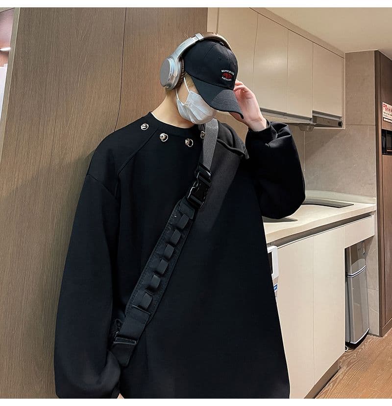 2026 레트로 oversize 어깨 패드 라운드 넥 후드티 남녀 징 디자인 센스 작은 대중 인사이드 가져 가라. 긴팔 재킷 상세 이미지 7