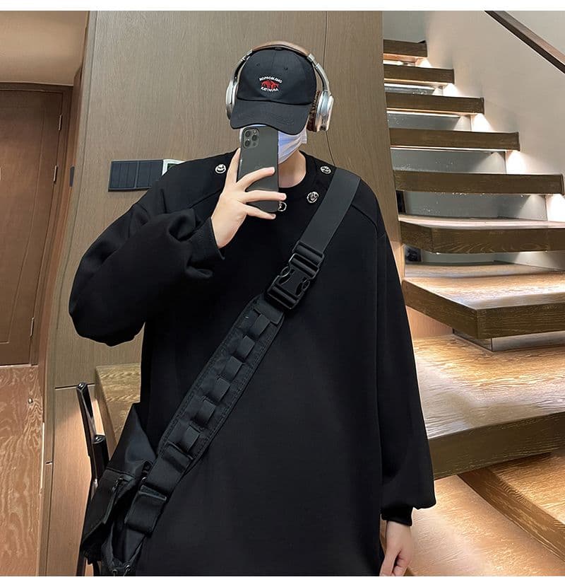 2026 레트로 oversize 어깨 패드 라운드 넥 후드티 남녀 징 디자인 센스 작은 대중 인사이드 가져 가라. 긴팔 재킷 상세 이미지 8