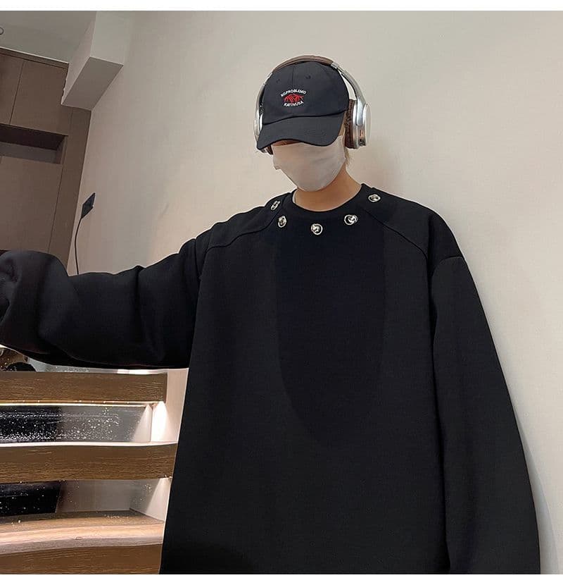 2026 레트로 oversize 어깨 패드 라운드 넥 후드티 남녀 징 디자인 센스 작은 대중 인사이드 가져 가라. 긴팔 재킷 상세 이미지 9
