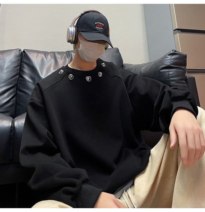 2026 레트로 oversize 어깨 패드 라운드 넥 후드티 남녀 징 디자인 센스 작은 대중 인사이드 가져 가라. 긴팔 재킷 상세 이미지 10