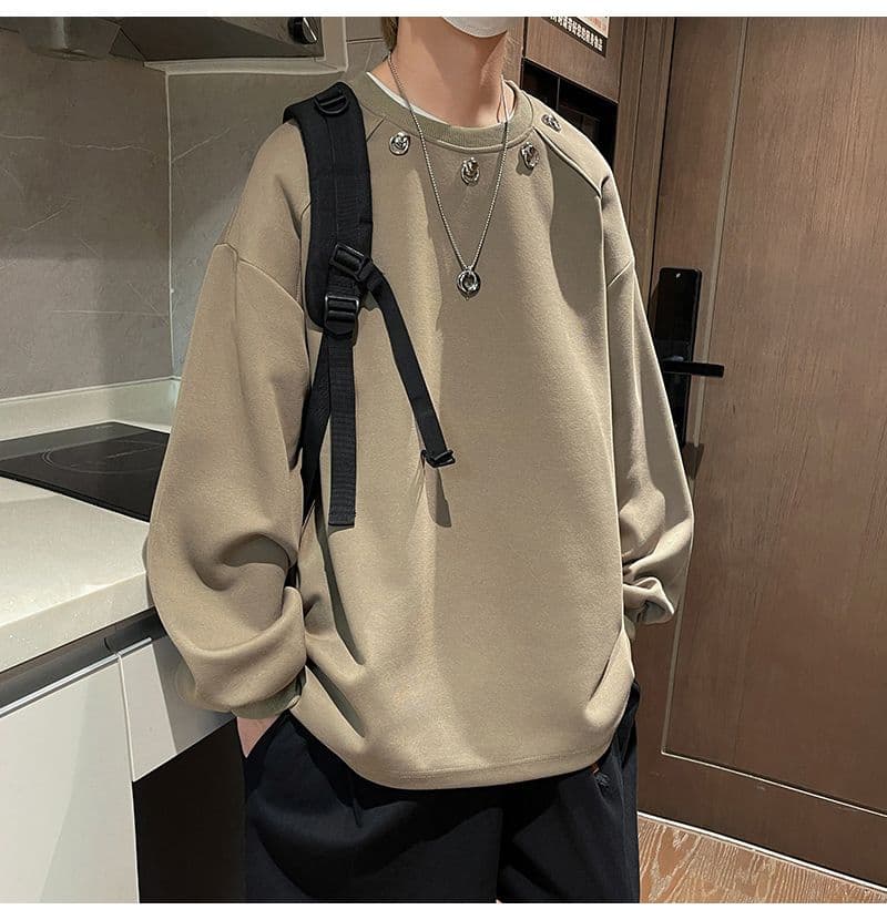 2026 레트로 oversize 어깨 패드 라운드 넥 후드티 남녀 징 디자인 센스 작은 대중 인사이드 가져 가라. 긴팔 재킷 상세 이미지 12
