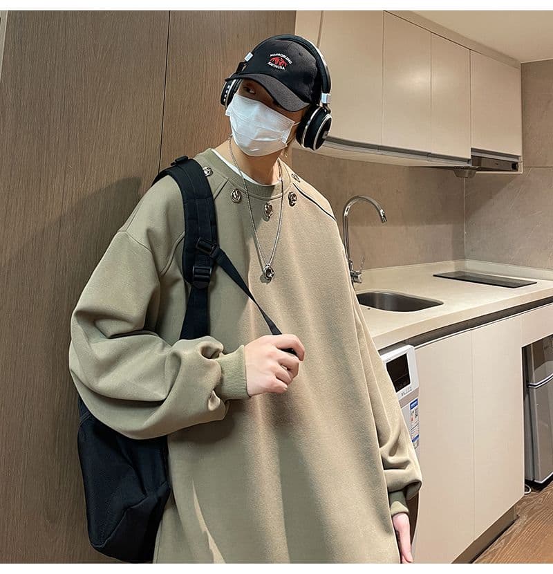 2026 레트로 oversize 어깨 패드 라운드 넥 후드티 남녀 징 디자인 센스 작은 대중 인사이드 가져 가라. 긴팔 재킷 상세 이미지 14