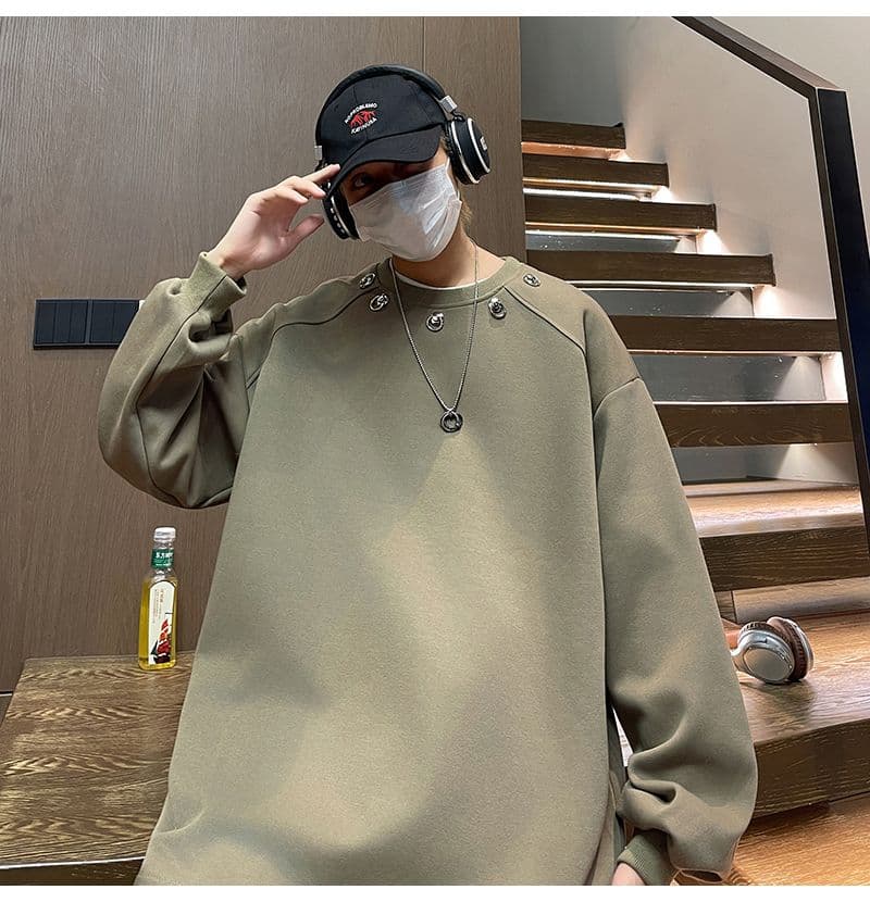 2026 레트로 oversize 어깨 패드 라운드 넥 후드티 남녀 징 디자인 센스 작은 대중 인사이드 가져 가라. 긴팔 재킷 상세 이미지 16