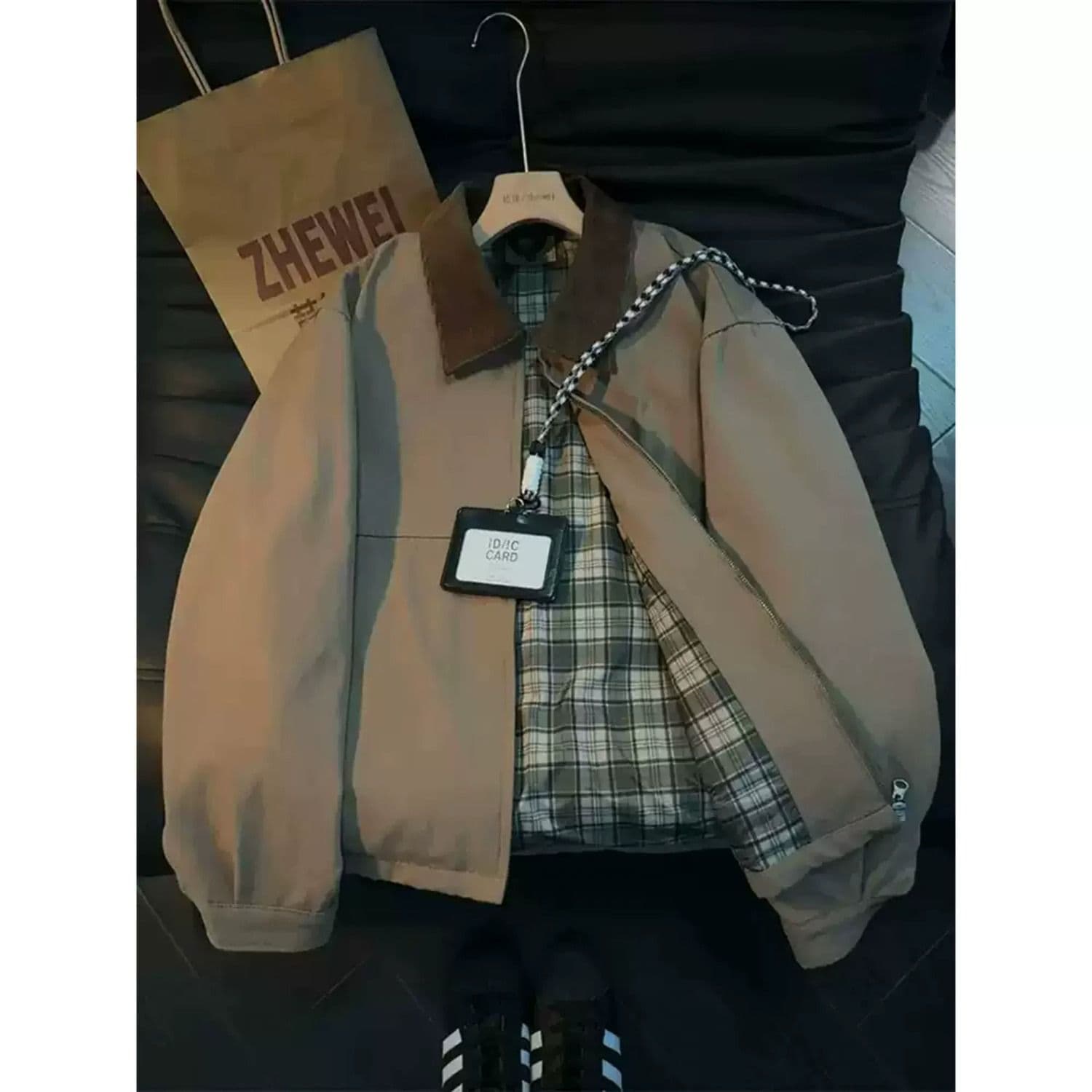 아메리칸 바 En 바람 워크웨어 재킷 남자 가을 쇼트 스타일 vintage 레트로 폴로 칼라 야구 유니폼 디트로이트 재킷
