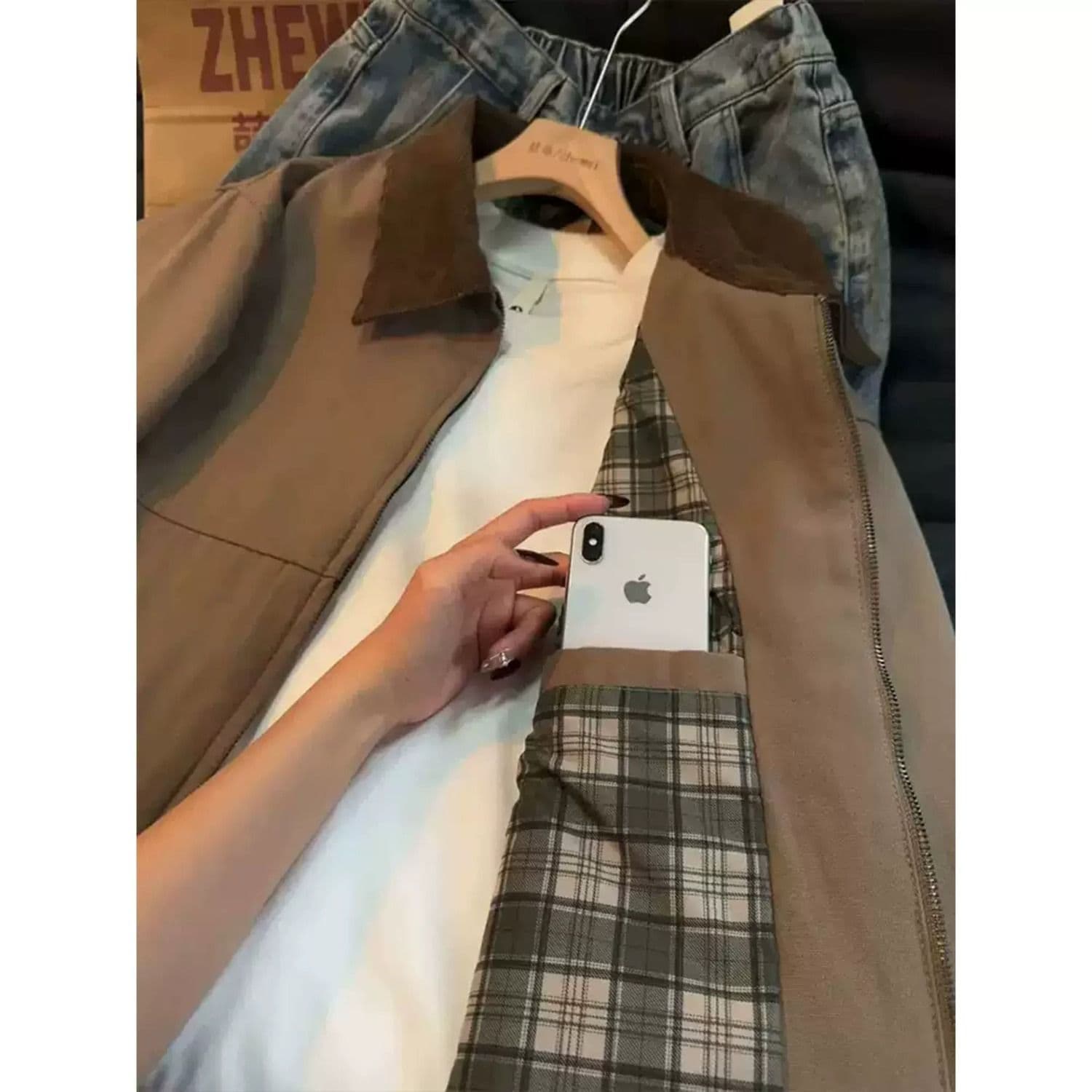 아메리칸 바 En 바람 워크웨어 재킷 남자 가을 쇼트 스타일 vintage 레트로 폴로 칼라 야구 유니폼 디트로이트 재킷 이미지 2