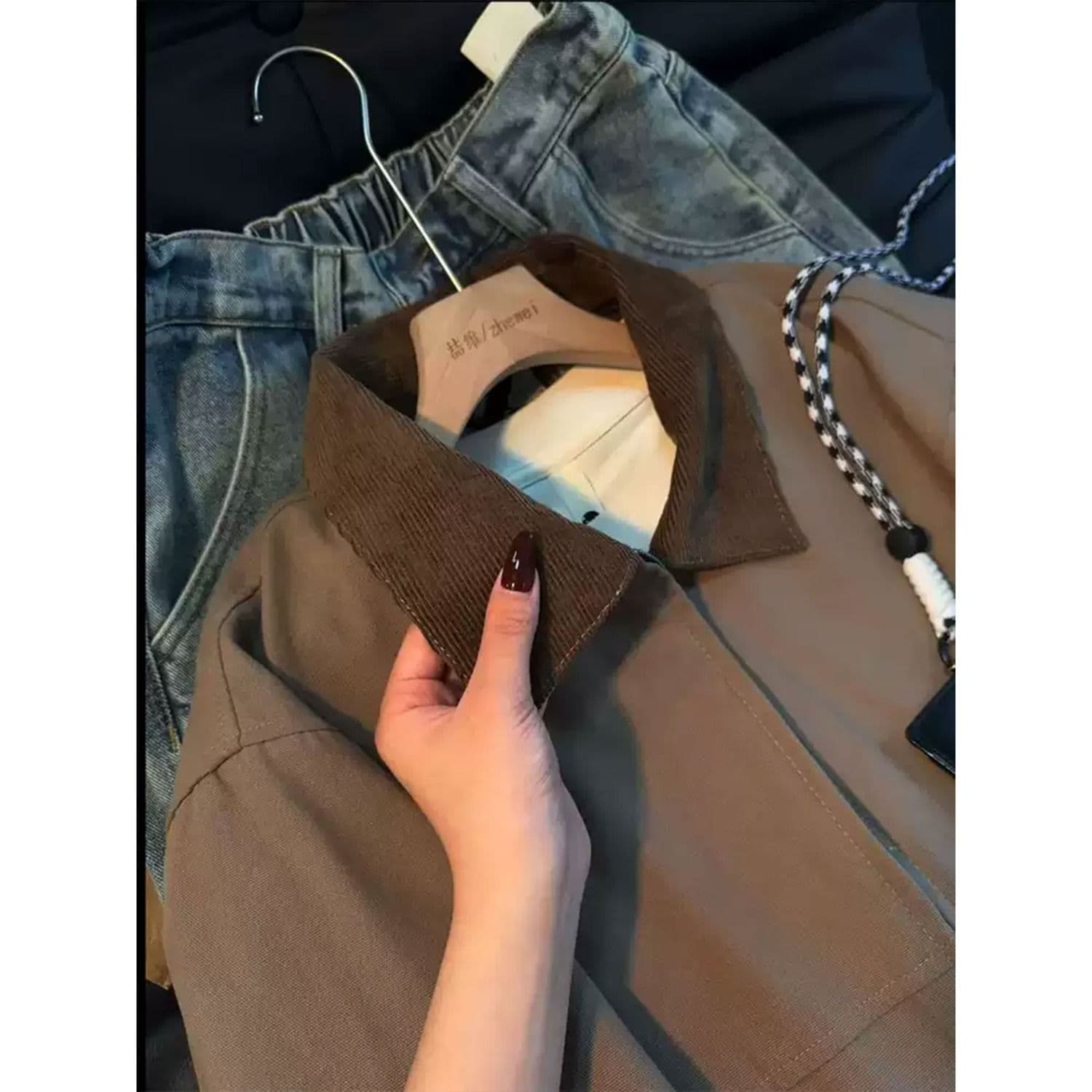 아메리칸 바 En 바람 워크웨어 재킷 남자 가을 쇼트 스타일 vintage 레트로 폴로 칼라 야구 유니폼 디트로이트 재킷 이미지 4
