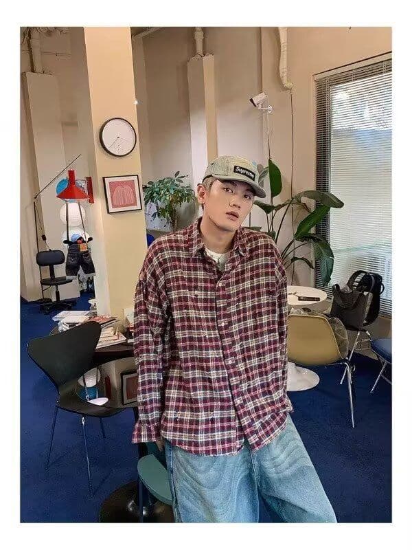 2026 아메리칸 레트로 클래식 배색 체크무늬 미니멀리즘 다용도 긴팔 격자 무늬 셔츠 남자 여자 셔츠 재킷 상세 이미지 4
