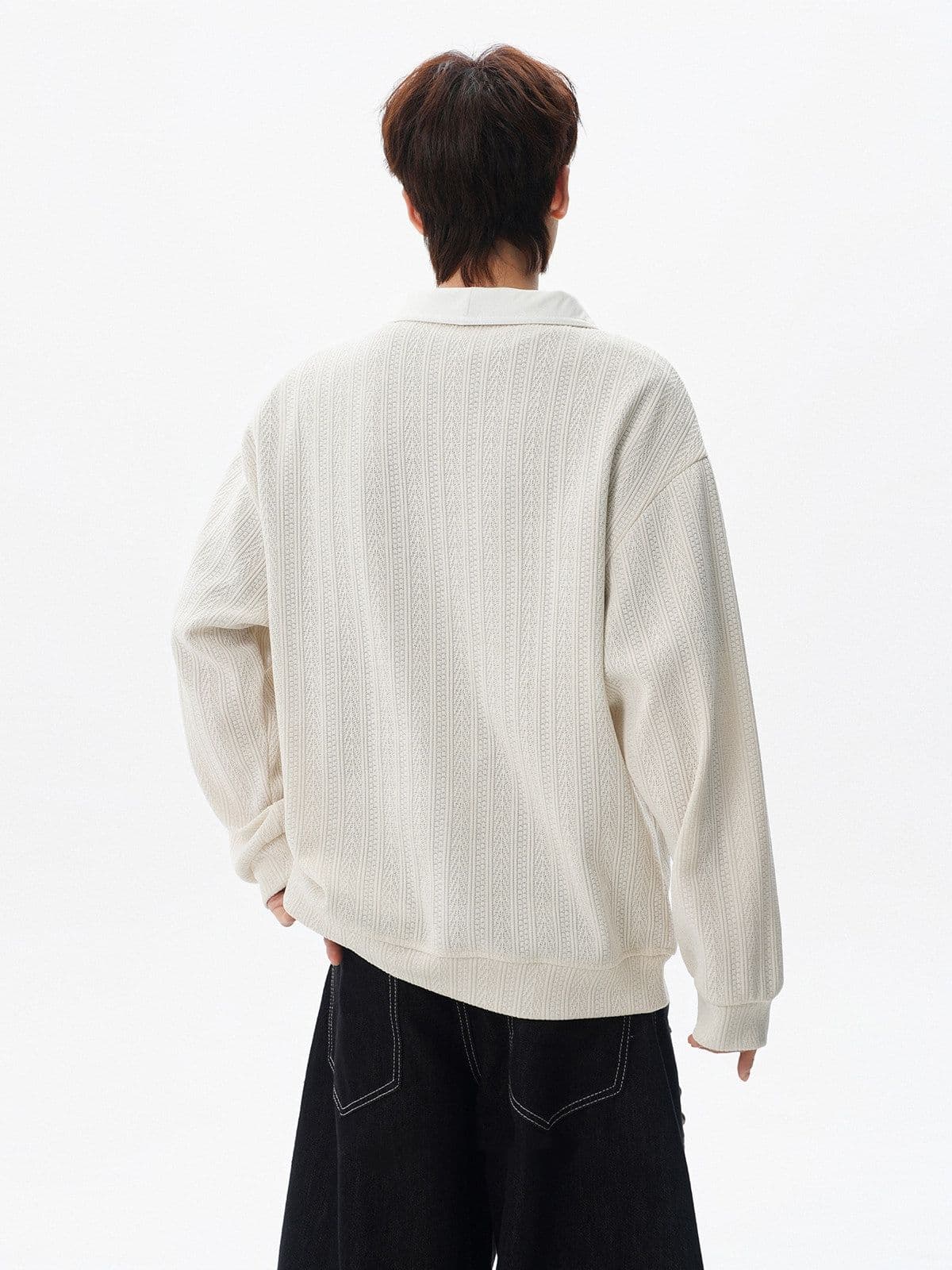 2026 새로운 무거운 가을 겨울 아메리칸 질감 센스 페이크 레이어드 폴로 칼라 후드티 남자 조수 브랜드 캐주얼 긴팔 맨위 상세 이미지 5