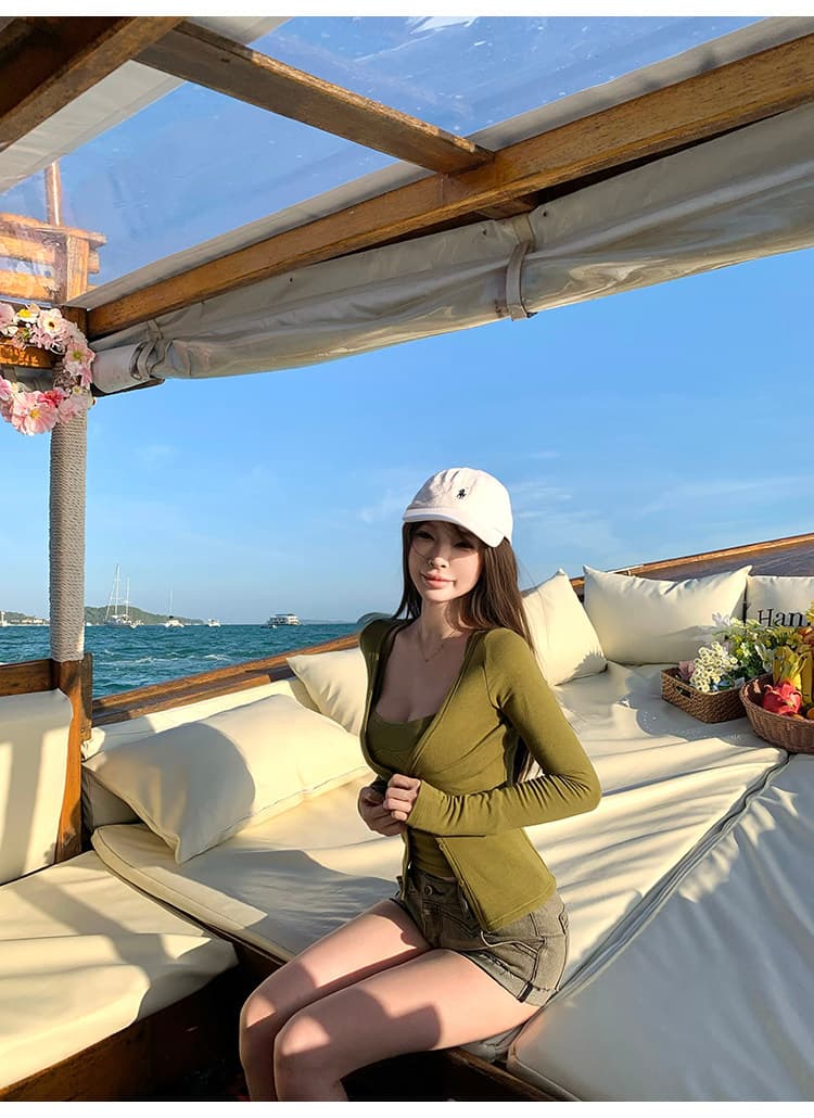 suuuicee 속도 새겨 져 있음 길다 다리 트리플 워싱 복합 공예 이중층 뒤집다 측면 레트로 마 오래된 데님 반바지 상세 이미지 13