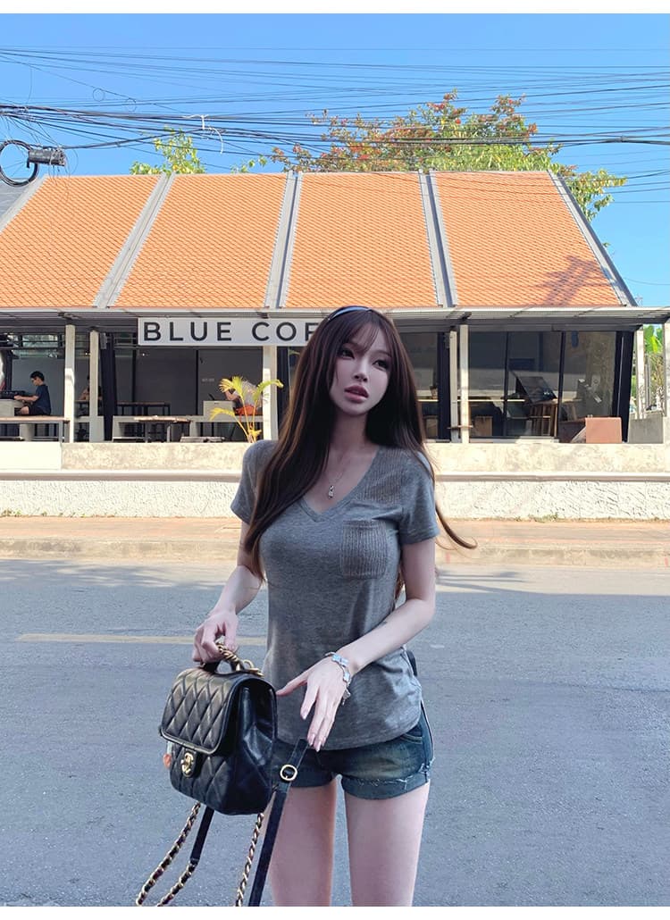 suuuicee 속도 새겨 져 있음 길다 다리 트리플 워싱 복합 공예 이중층 뒤집다 측면 레트로 마 오래된 데님 반바지 상세 이미지 31