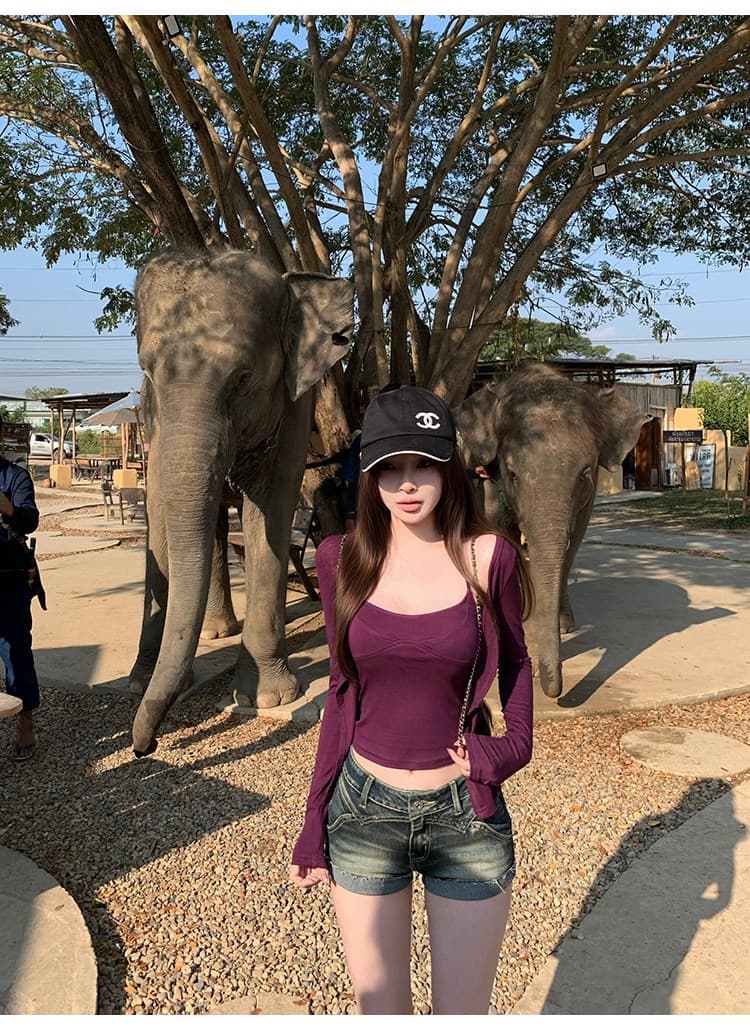 suuuicee 속도 새겨 져 있음 길다 다리 트리플 워싱 복합 공예 이중층 뒤집다 측면 레트로 마 오래된 데님 반바지 상세 이미지 33