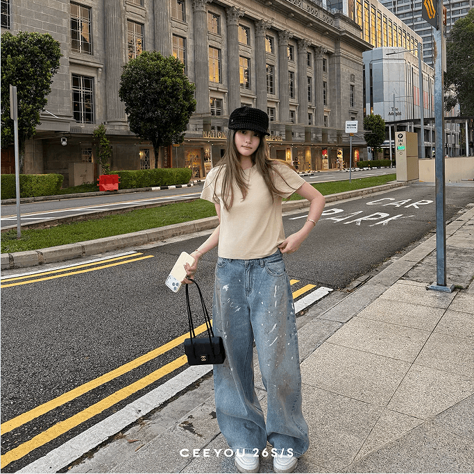 ceeyou 사설 서비스 부서 ac 먹물 넓은 다리 청바지 이미지 2
