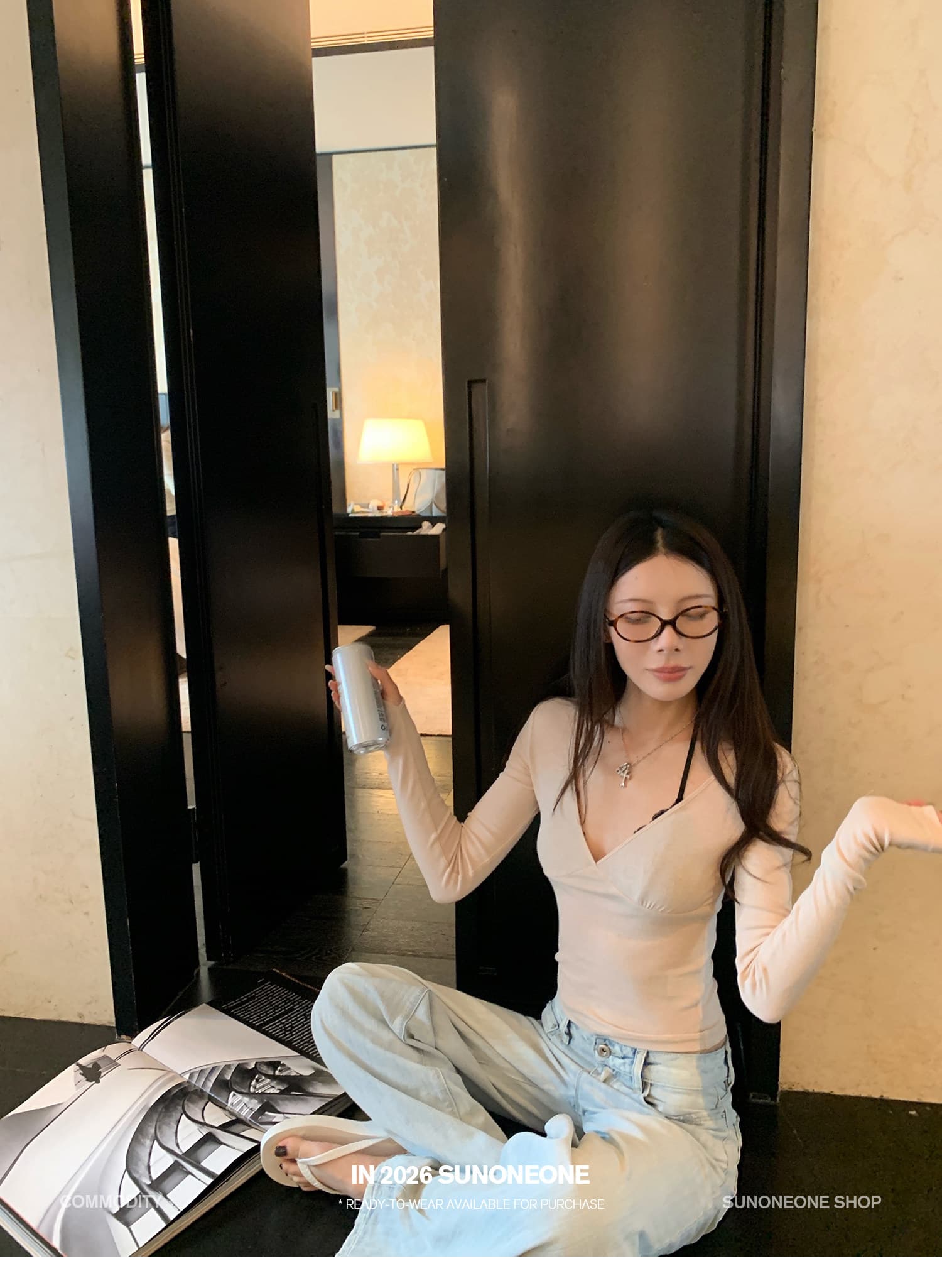 sunoneone 한 부서 워싱 하늘색 플립 커버 스트레이트 청바지 여성 여름 루즈핏 작은 키 캐주얼 바지 상세 이미지 17