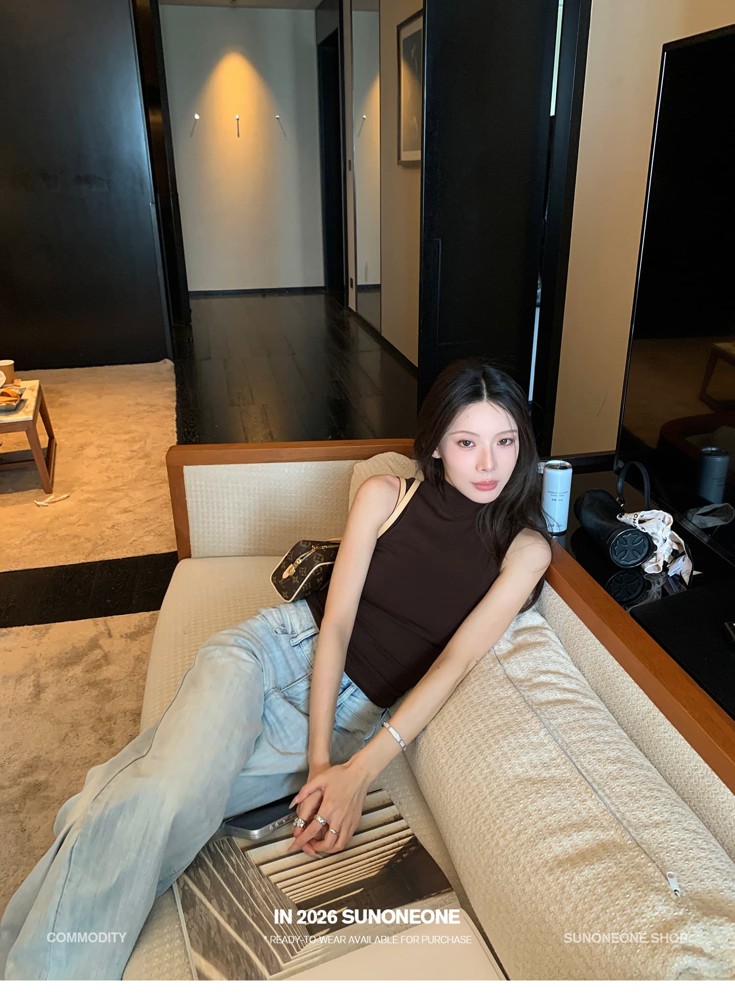 sunoneone 한 부서 워싱 하늘색 플립 커버 스트레이트 청바지 여성 여름 루즈핏 작은 키 캐주얼 바지 상세 이미지 20