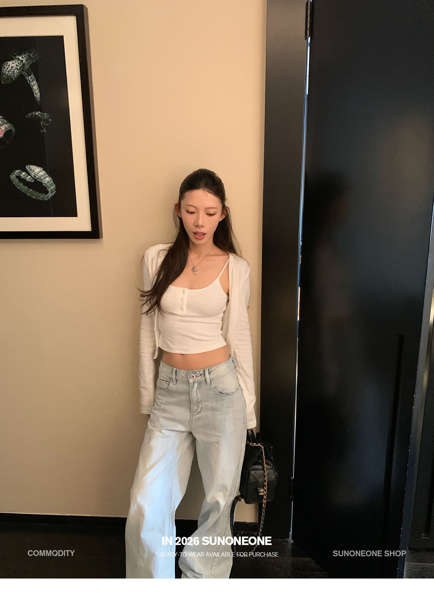 sunoneone 한 부서 워싱 하늘색 플립 커버 스트레이트 청바지 여성 여름 루즈핏 작은 키 캐주얼 바지 상세 이미지 31