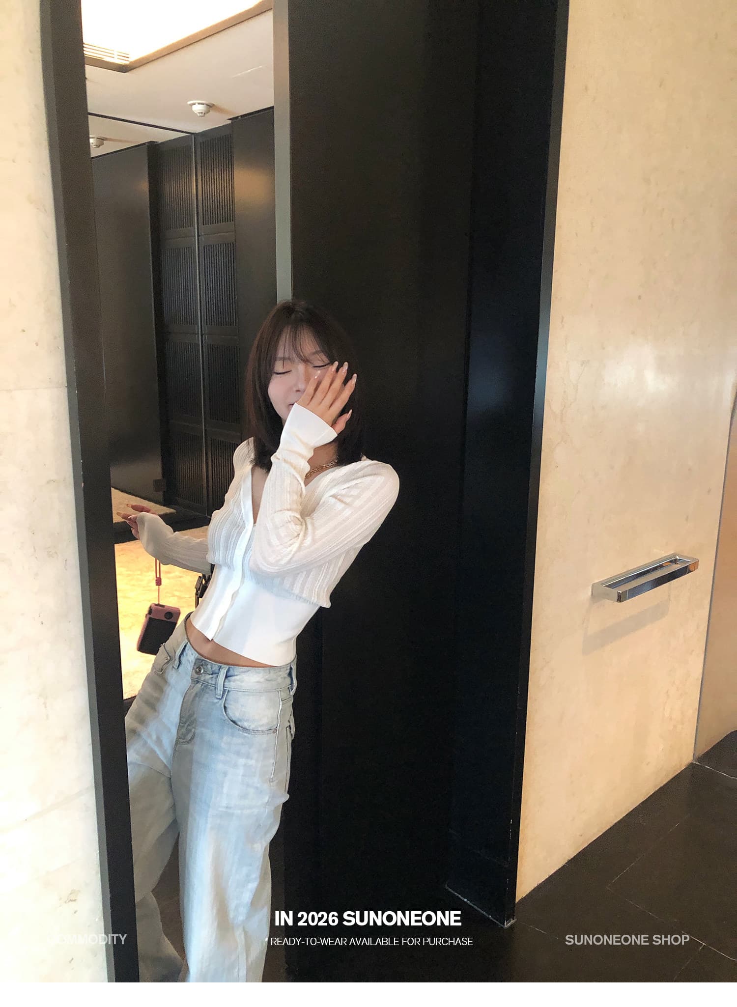 sunoneone 한 부서 워싱 하늘색 플립 커버 스트레이트 청바지 여성 여름 루즈핏 작은 키 캐주얼 바지 상세 이미지 37