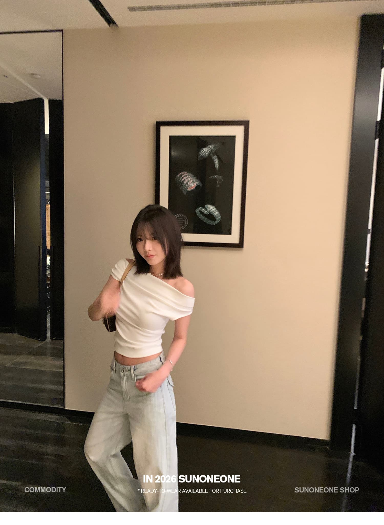sunoneone 한 부서 워싱 하늘색 플립 커버 스트레이트 청바지 여성 여름 루즈핏 작은 키 캐주얼 바지 상세 이미지 38