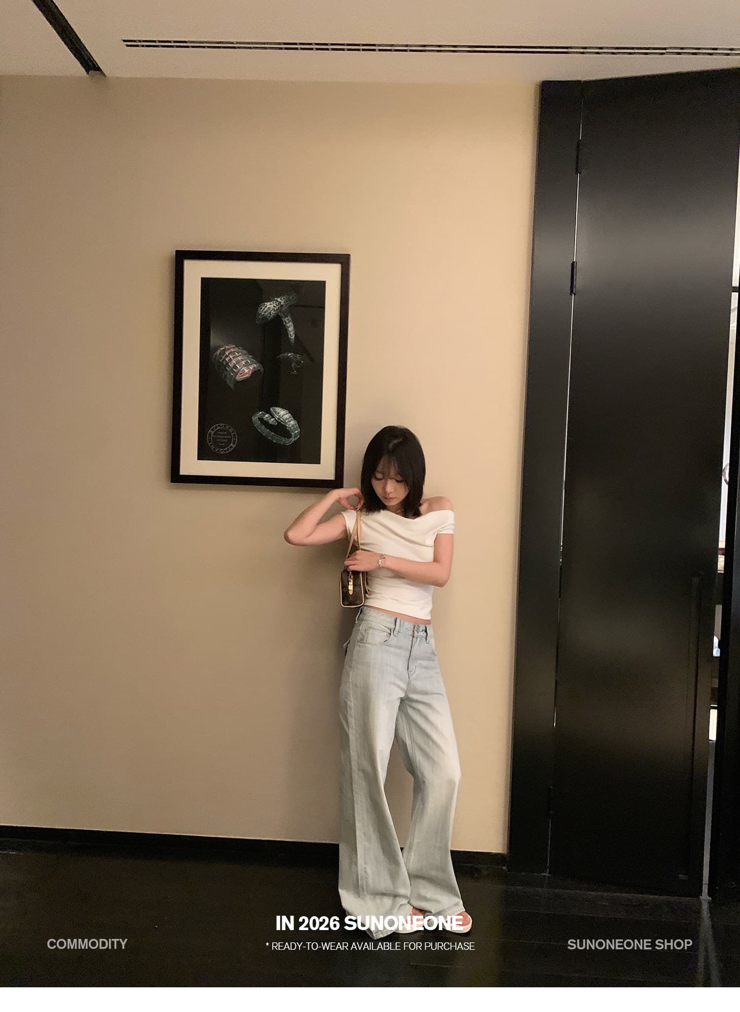 sunoneone 한 부서 워싱 하늘색 플립 커버 스트레이트 청바지 여성 여름 루즈핏 작은 키 캐주얼 바지 상세 이미지 39