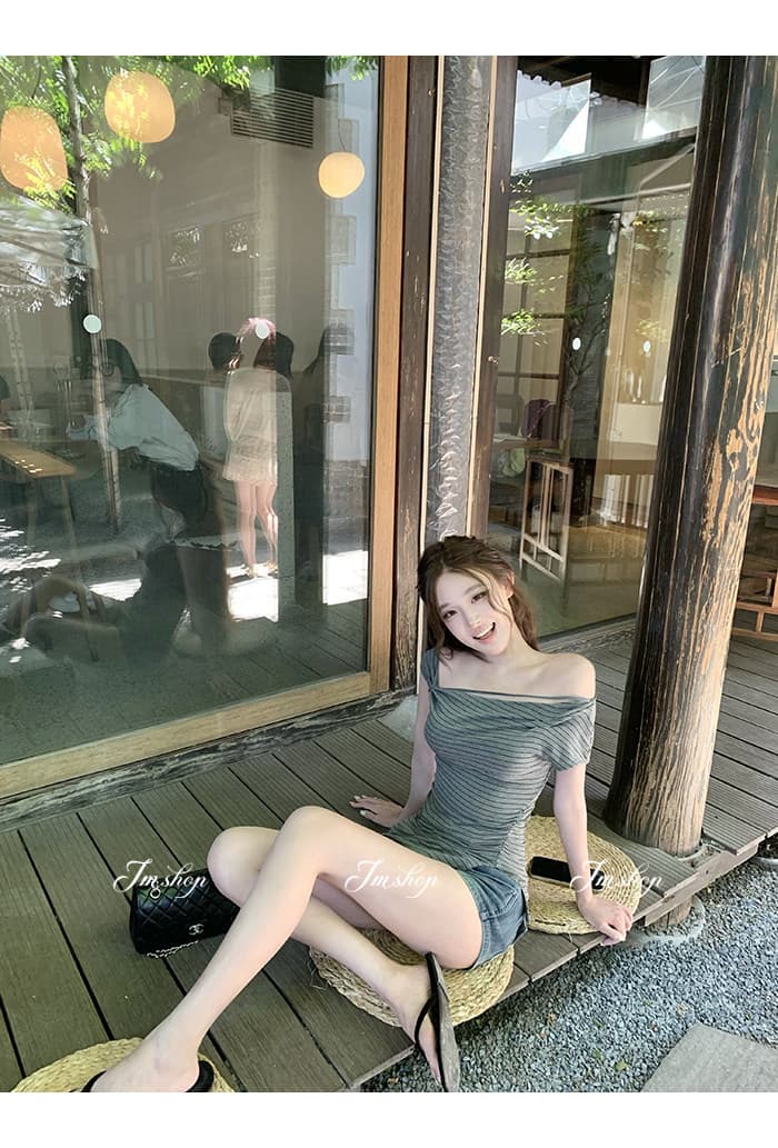 jmshop 핏 스타일 노크 좋은 ~ 중 vtg 센스 작은 반바지 하이웨이스트 이중 버튼 펭 넓적 다리 데님 반바지 레트로 핫 바지 상세 이미지 29