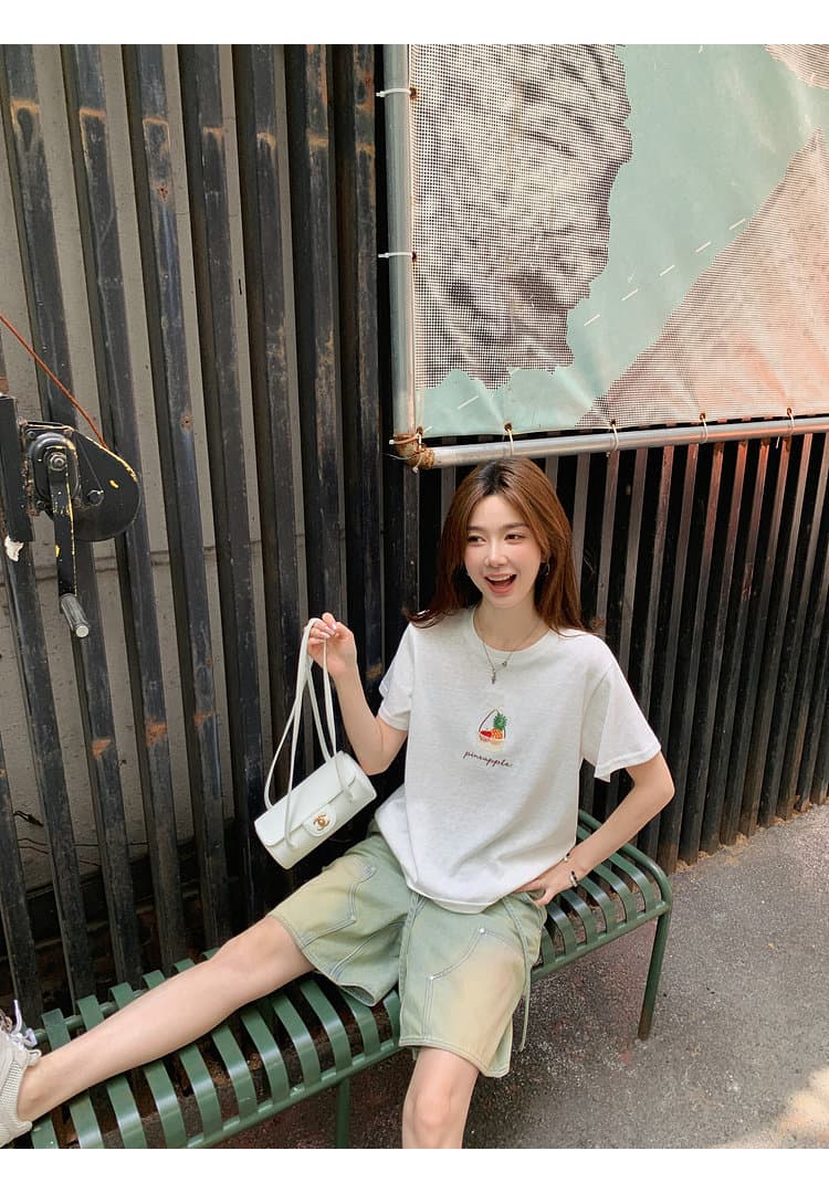 장 베이 베이 ibell 해체 센스 워크웨어 막대기 가방 루즈핏 슬림해 보이는 얇고 가벼운 레트로 마 오래된 데님 넓은 다리가 짧다. 바지 여성 상세 이미지 40