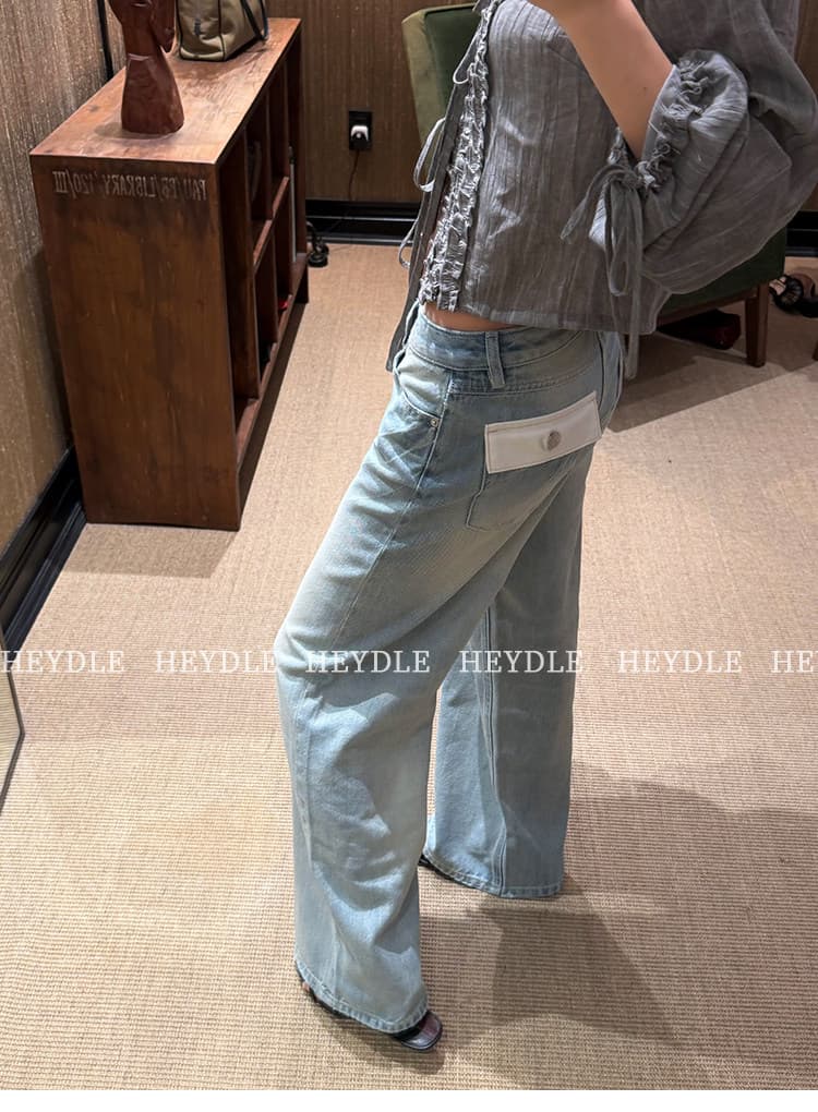 검은 콩 흠 6 15 신제품 제한된 시간 할인 파리 거리 워싱 고양이 반드시 넓은 다리 청바지 여성 상세 이미지 29