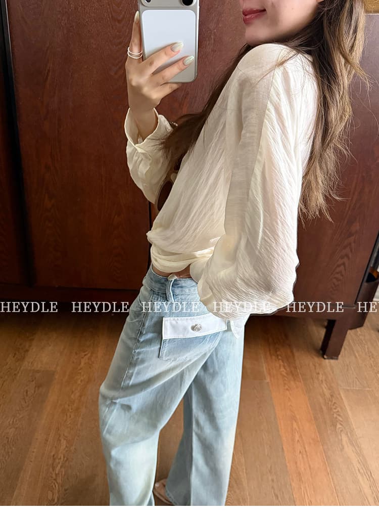 검은 콩 흠 6 15 신제품 제한된 시간 할인 파리 거리 워싱 고양이 반드시 넓은 다리 청바지 여성 상세 이미지 33
