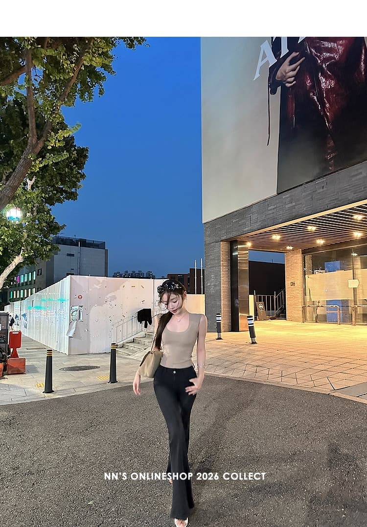 첸 좋은 난 nns 하프 한 바지 레트로 마 오래된 워싱 블랙 곡선 분할선 부츠컷 청바지 상세 이미지 33