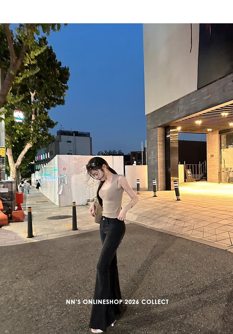 첸 좋은 난 nns 하프 한 바지 레트로 마 오래된 워싱 블랙 곡선 분할선 부츠컷 청바지 상세 이미지 38
