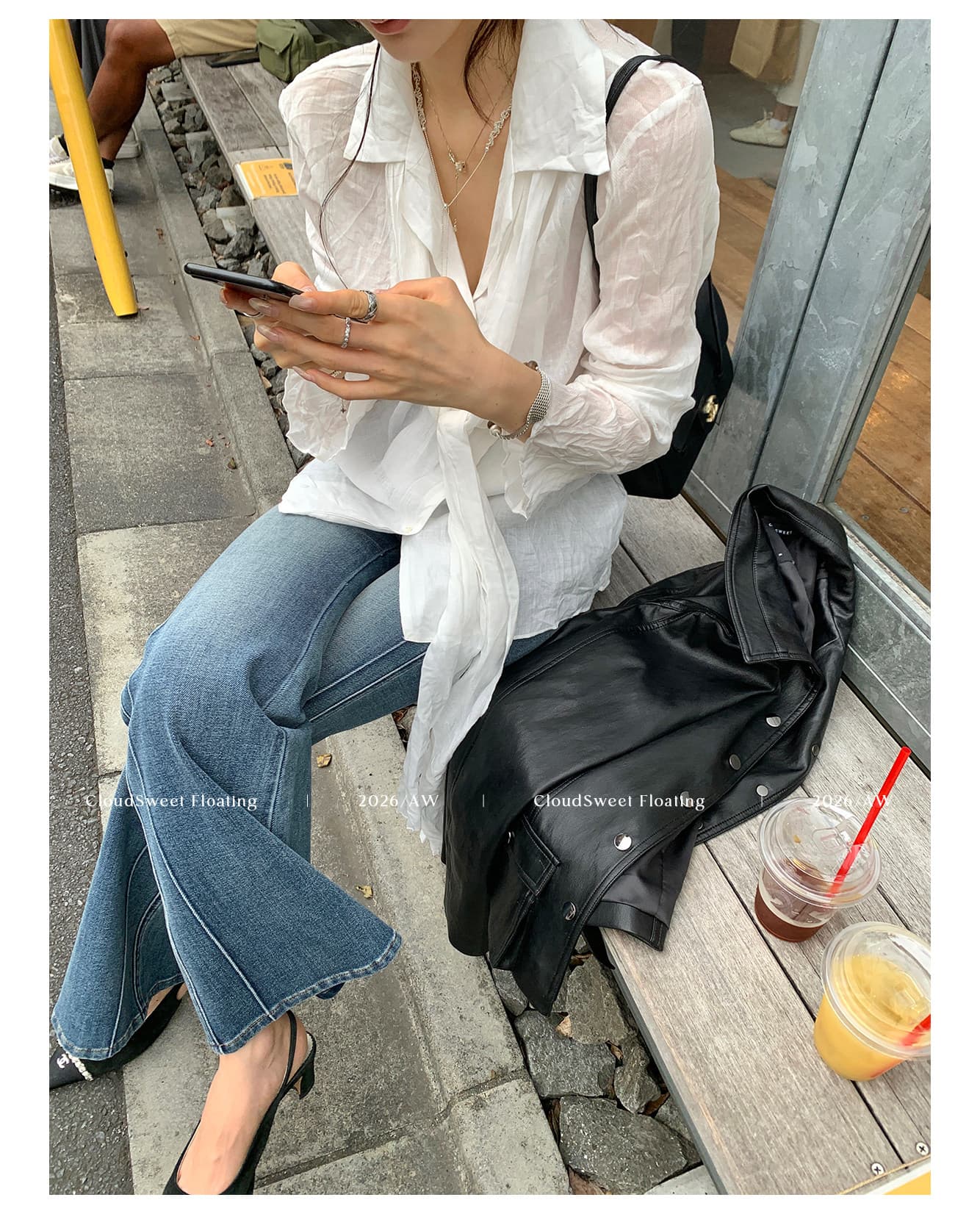 cloudsweet 흰 구름 달콤한 1 초 얇은 허리 플라스틱 몸 소 부츠컷 레트로 워싱 몸매 가꾸기 다용도 청바지 상세 이미지 9
