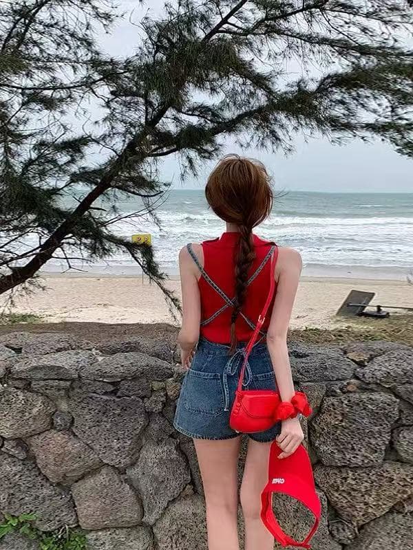 활력 연령 감소 스트랩 멜빵 데님 반바지 여성 2026 년 여름 섹션 루즈핏 슬림해 보이는 올인원 핫 바지 상세 이미지 4