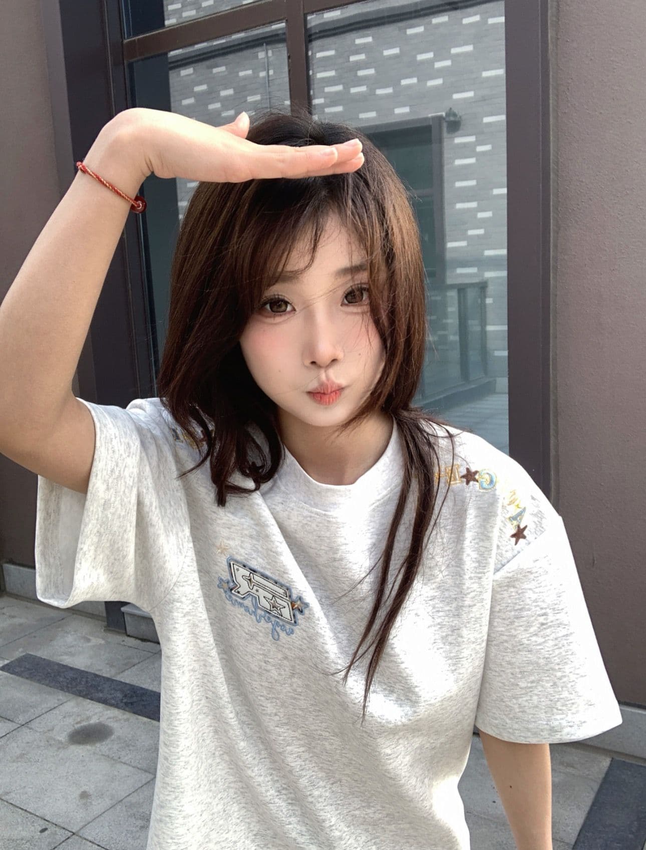 정가 자수 네리 가게 천 순면 220 그램 빗질하다 닫기 반팔 티셔츠 여성 이미지 2