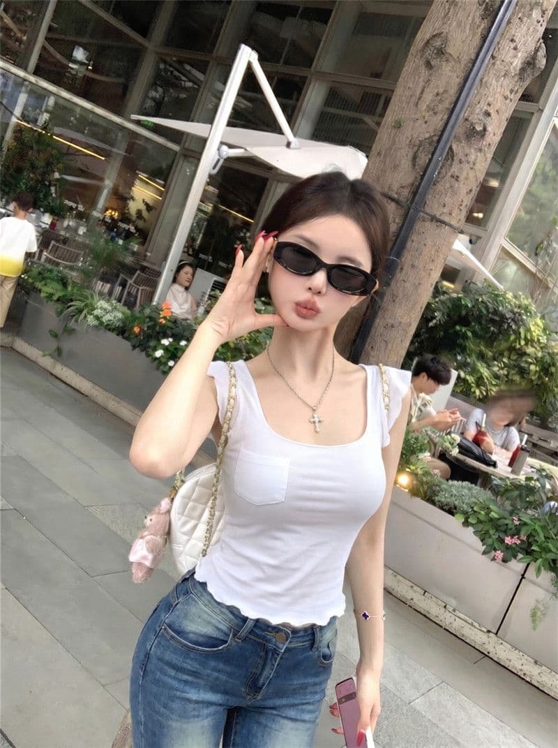 라이 경기 서울 광장 칼라 프릴 작은 날다 소매 티셔츠 여성 여름 몸매 가꾸기 슬림해 보이는 순수한 욕망 다용도 풀오버 쇼트 스타일 맨위 상세 이미지 7