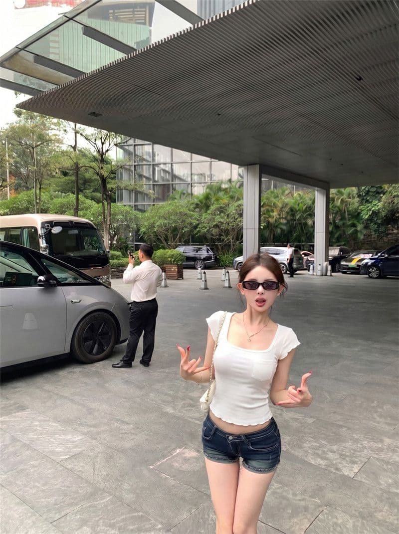 라이 경기 서울 광장 칼라 프릴 작은 날다 소매 티셔츠 여성 여름 몸매 가꾸기 슬림해 보이는 순수한 욕망 다용도 풀오버 쇼트 스타일 맨위 상세 이미지 8
