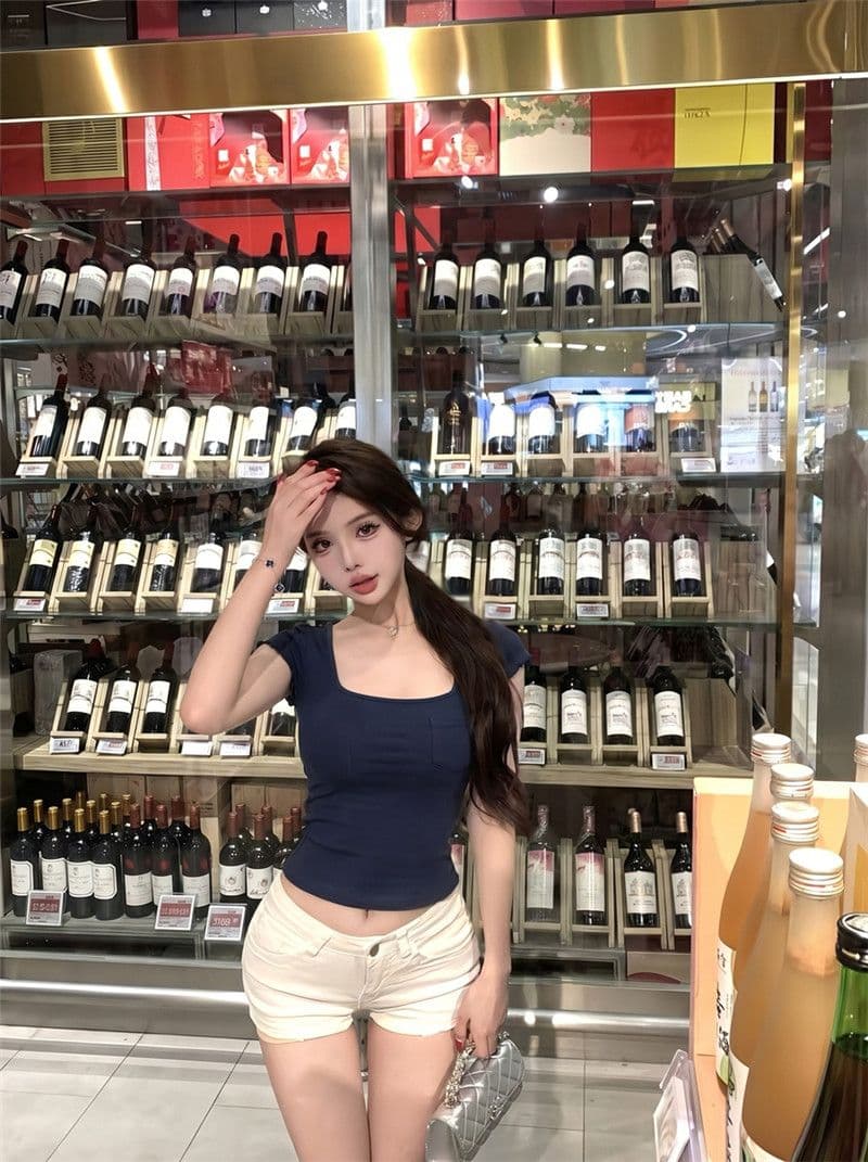 라이 경기 서울 광장 칼라 프릴 작은 날다 소매 티셔츠 여성 여름 몸매 가꾸기 슬림해 보이는 순수한 욕망 다용도 풀오버 쇼트 스타일 맨위 상세 이미지 11